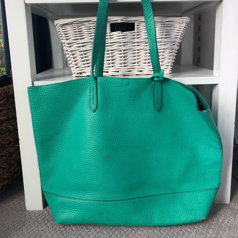Teal Leather Cole Hanan Tote Bag